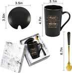 Joymaking Papa Tasse mit Spruch – Geschenk für Papa zum Geburtstag, Vatertag & Weihnachten – Kaffeebecher 400 ml mit Deckel & Goldlöffel, Schwarz, Geschenkbox