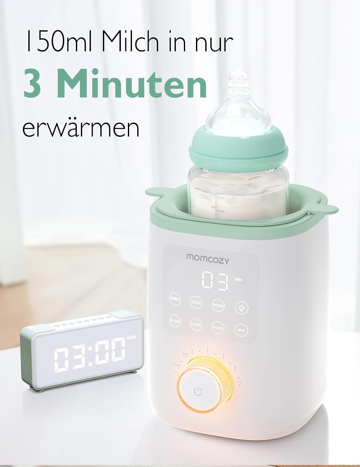 Momcozy MW02 9-in-1 Flaschenwärmer – Schnelles und präzises Erwärmen für Milch & Babykost