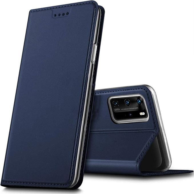 Handyhülle für Huawei P40 Pro, Premium Handy Flip Cover für Huawei P40 Pro Hülle Book Case PU Leder Tasche, Blau