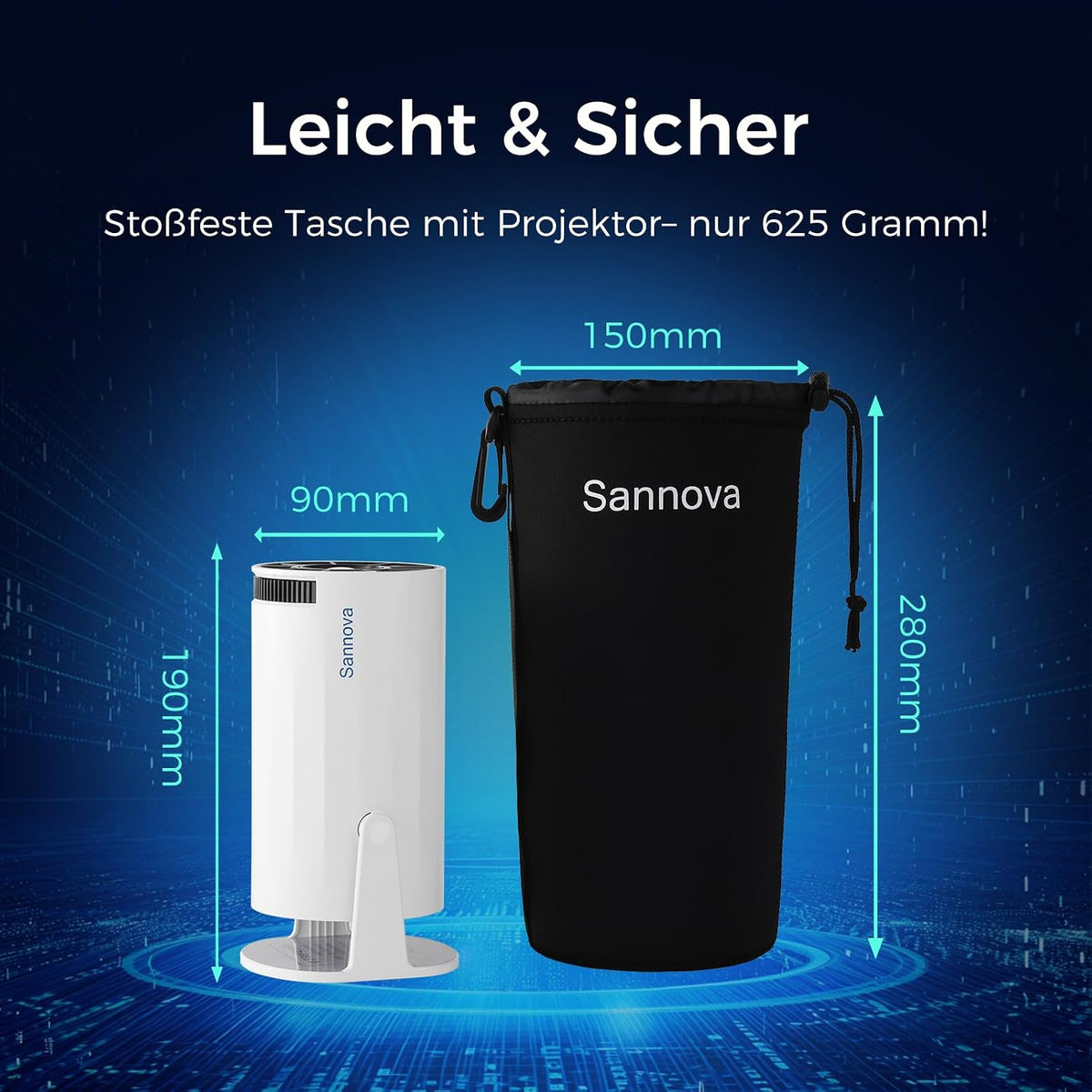 Mini Beamer / Smart Projektor – 4K-Unterstützung | 5G WiFi | Android 11 | 200 ANSI | 180° Drehbar