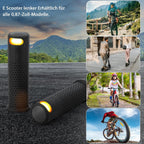 E-Scooter Blinker mit Lenkergriffen – LED Blinklicht Set mit kabelloser Fernbedienung | USB wiederaufladbar | Universell