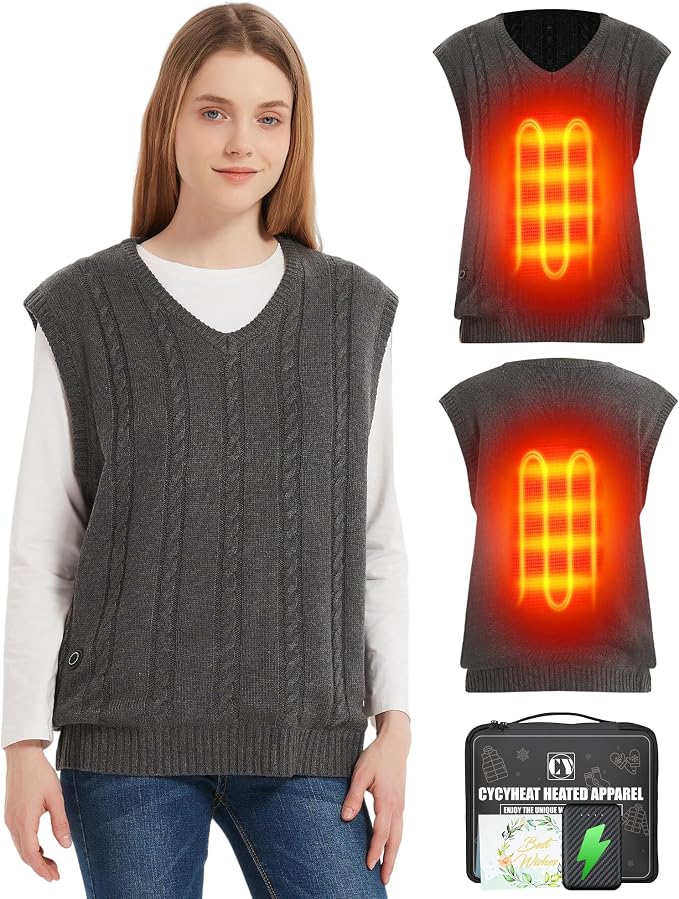 Beheizbare Strickweste für Damen & Herren – Größe XXL incl. 10000mAh Powerbank