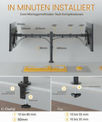 Dual Monitor Halterung NZ-ARM-01 – für 2 Monitore 13–27 Zoll | VESA 75x75 / 100x100