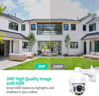 NETVUE WiFi Überwachungskamera Außen – 2K 3MP PTZ 360° Dome-Kamera mit Farbnachtsicht, Personenerkennung & 2-Wege-Audio (B-Ware)