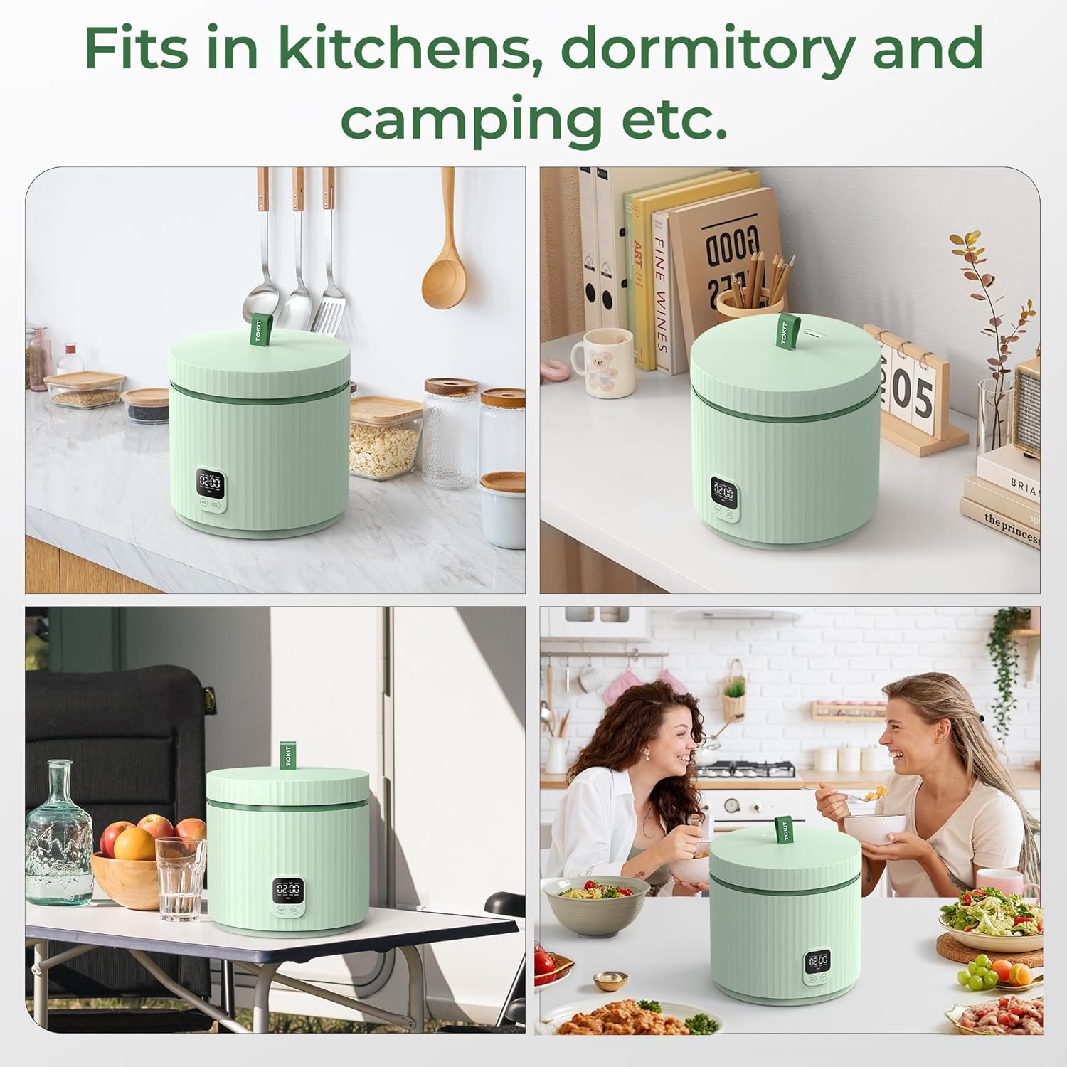 TOKIT Rice Cooker 1.5L Pro * Reiskocher * Multifunktionen mit Display und Touch Tasten * Für 1-3 Personen * Keramisch beschichteter Antihaft-Innenreistopf