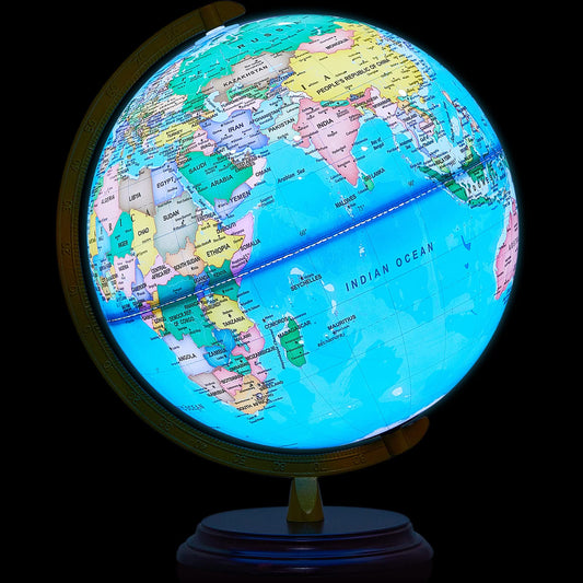 Beleuchtete Weltkugel mit Ständer, wiederbeschreibbar, beleuchteter Globus für Kinder, Weltkarte für interaktives Lernen, großer Globus-Licht mit Sockel und Ständer, beleuchtete Globus-Lampe