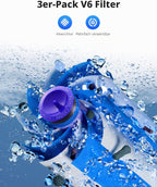 Morpilot 8000mAh Akku für Dyson V6, Ersatzakku für DC62 SV03 DC58 DC59 DC61 DC72 DC74 SV06 SV09 mit 3 waschbaren Filtern