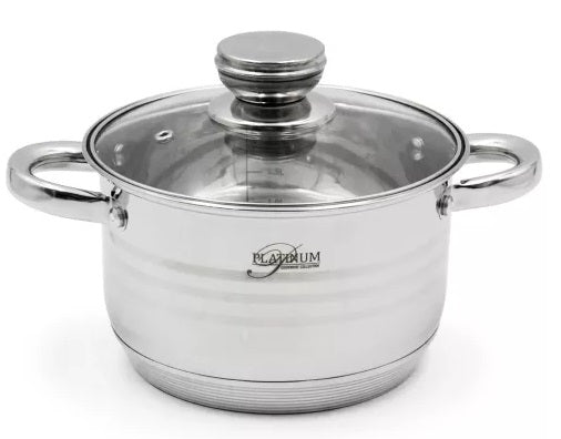 Platinum Cookware PL-12053G * 12-teiliges Kochgeschirr-Set aus Edelstahl mit Streifen-Akzent * Für ALLE Herdarten * UVP: 199,-€ *