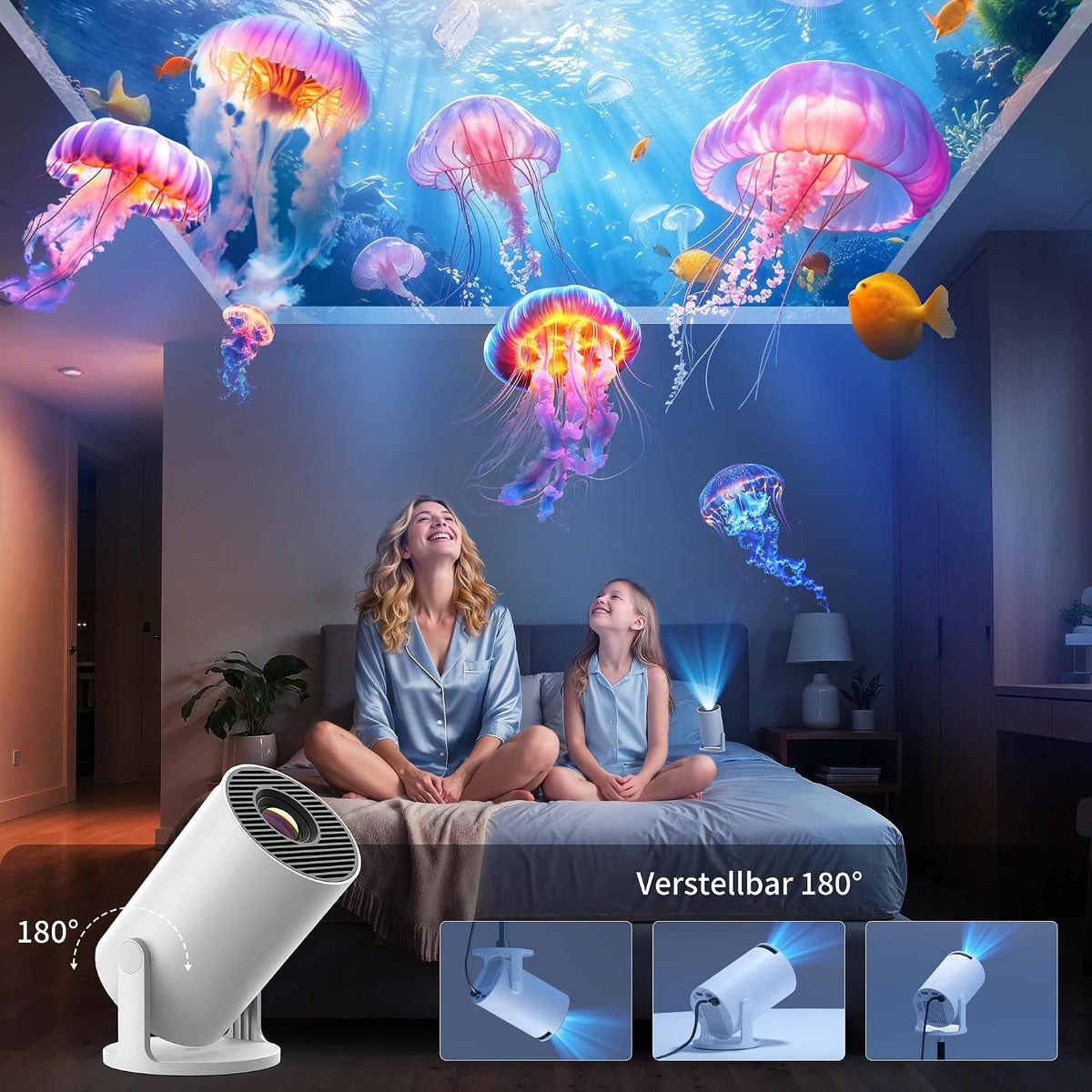 YOTON Y4PRO Mini Beamer – Smartes Heimkino mit Android 14, Wi-Fi 6 & Bluetooth 5.4