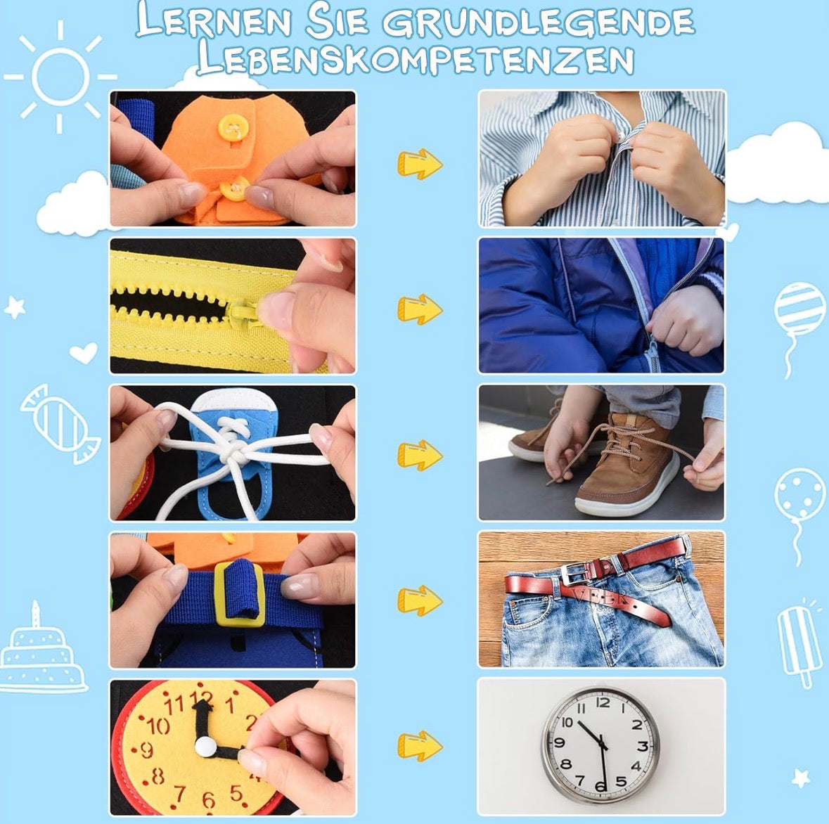 Gindoly Busy Board – Montessori Lernspielzeug für Kinder ab 1–4 Jahren | Tragbares Activity Board für Frühförderung & motorische Entwicklung