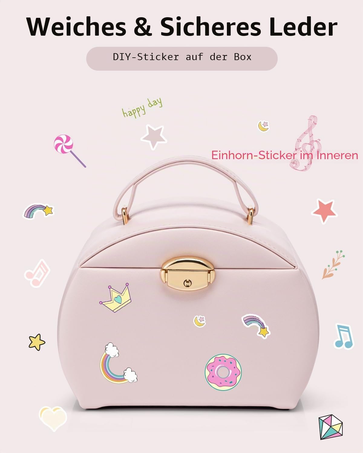 Vlando Musik-Schmuckschatulle mit drehender Ballerina – Abschließbare Schmuckbox für Kinder | Spieluhr mit Melodie | Schmuckkästchen für Ringe, Armbänder & Halsketten