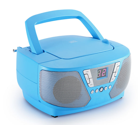 BigBen tragbarer CD Player Kids blau FM Radio AUX-IN mit 400 Sticker
