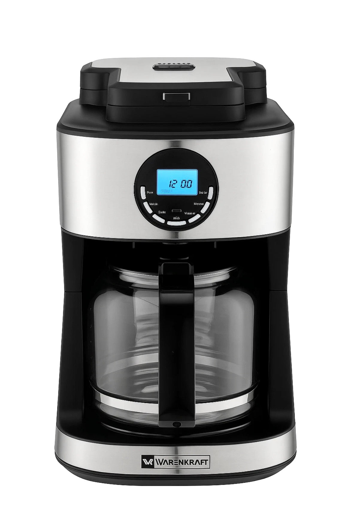 Warenkraft Kaffeemaschine (Vollautomat) mit Mahlwerk 1,8L – 2-in-1 Bohnen & Pulver, 12 Tassen