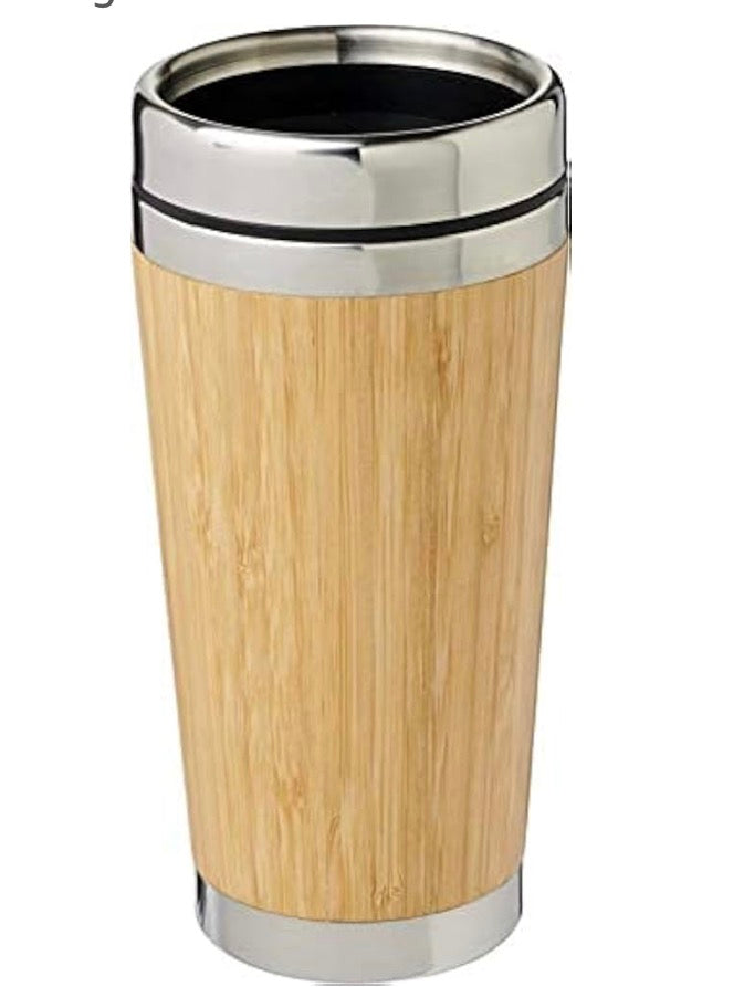 Edelstahl Thermobecher 500 ml | Doppelwandiger Thermobecher mit Bambus-Design | Tragbarer Thermobecher für heiße & kalte Getränke | Premium Qualität | Made in Germany