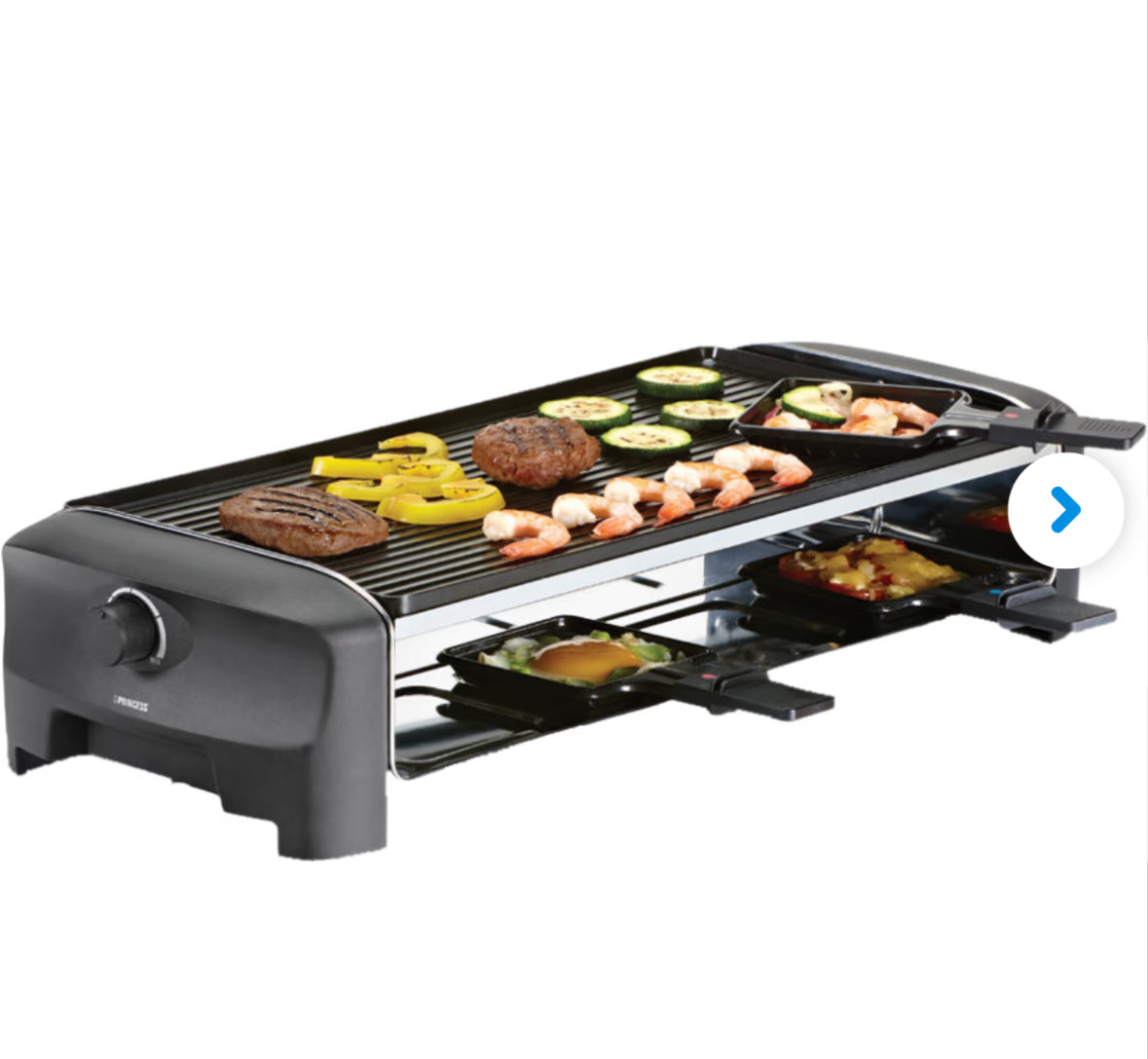 Princess Raclette Grill für bis zu 8 Personen mit durchlaufender Grilplatte, 162840