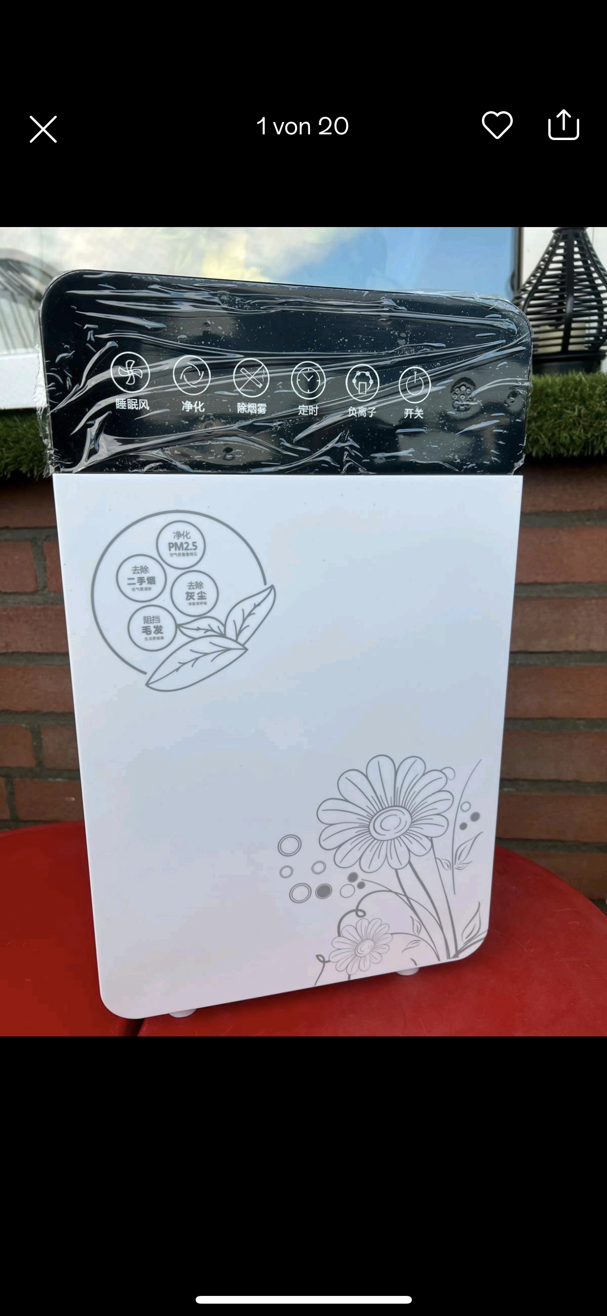 Luftreiniger für Zuhause, Schlafzimmer 40 m², leiser Luftreiniger, 51-150 m³/h, Luftfilter entfernt 99,9% von Gerüchen, Staub, Tierhaaren, Rauch, Pollen
- Neuware