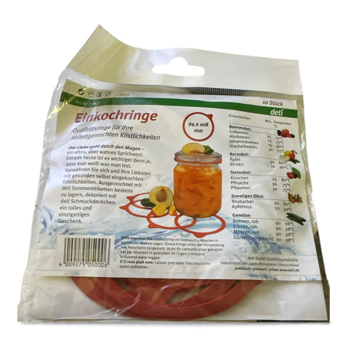 10 x EINKOCHRINGE / Einmachgummis *  deti * 94x108 mm * Einkochen * Gummiringe * Einmachringe *