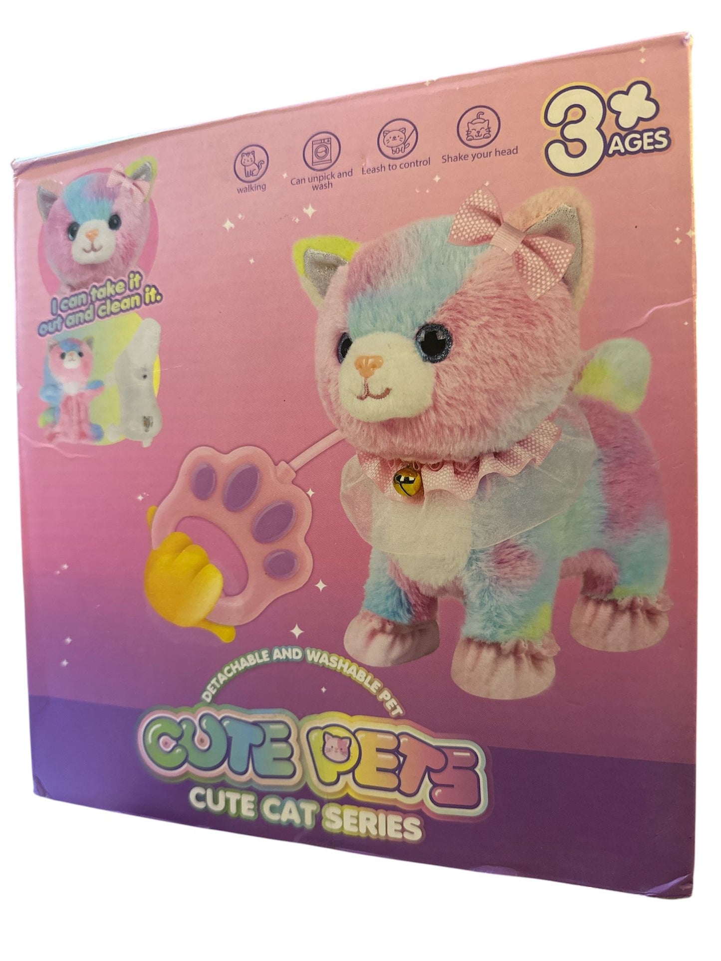 Kuscheltier Elektronisches Interaktives Plüschtier mit Fernbedienung Realistisches Spielzeug - Rennt, Miaut, Wedelt Katze