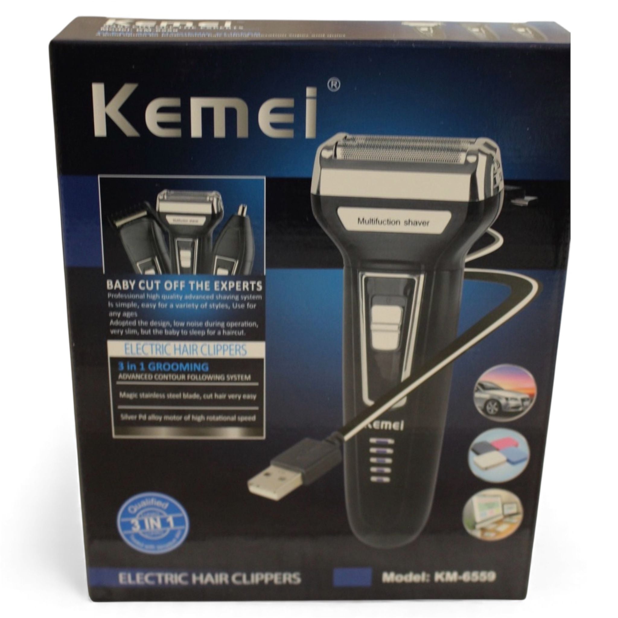 Kemei KM-6558 – Der vielseitige 3-in-1 Multifunktionsrasierer für perfekte Pflege (Bart, Haare, Nase)