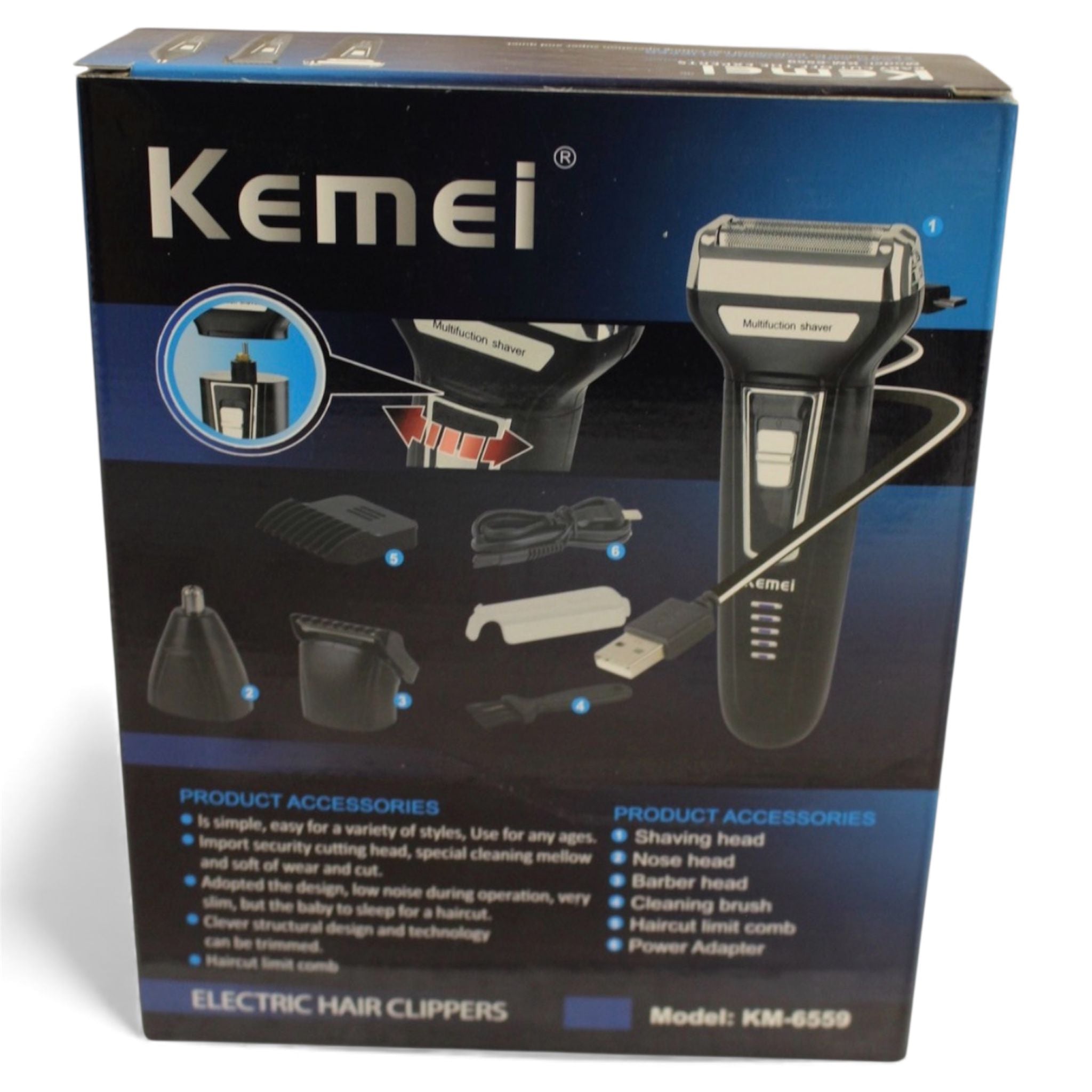 Kemei KM-6558 – Der vielseitige 3-in-1 Multifunktionsrasierer für perfekte Pflege (Bart, Haare, Nase)