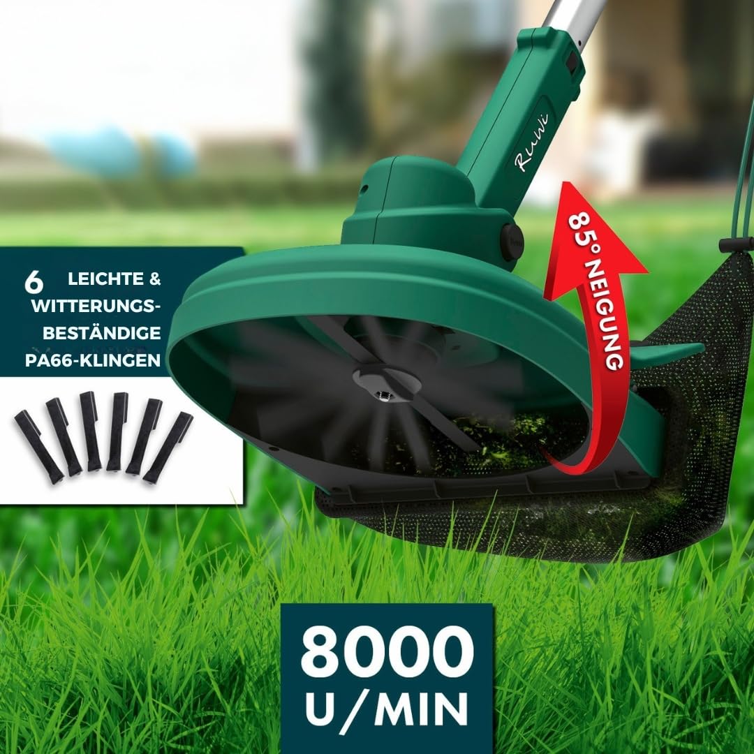 Akku-Rasentrimmer * RuWi mit Auffangbehälter * Akku 12V incl. * Bekannt aus der TV Show „Die Höhle der Löwen“