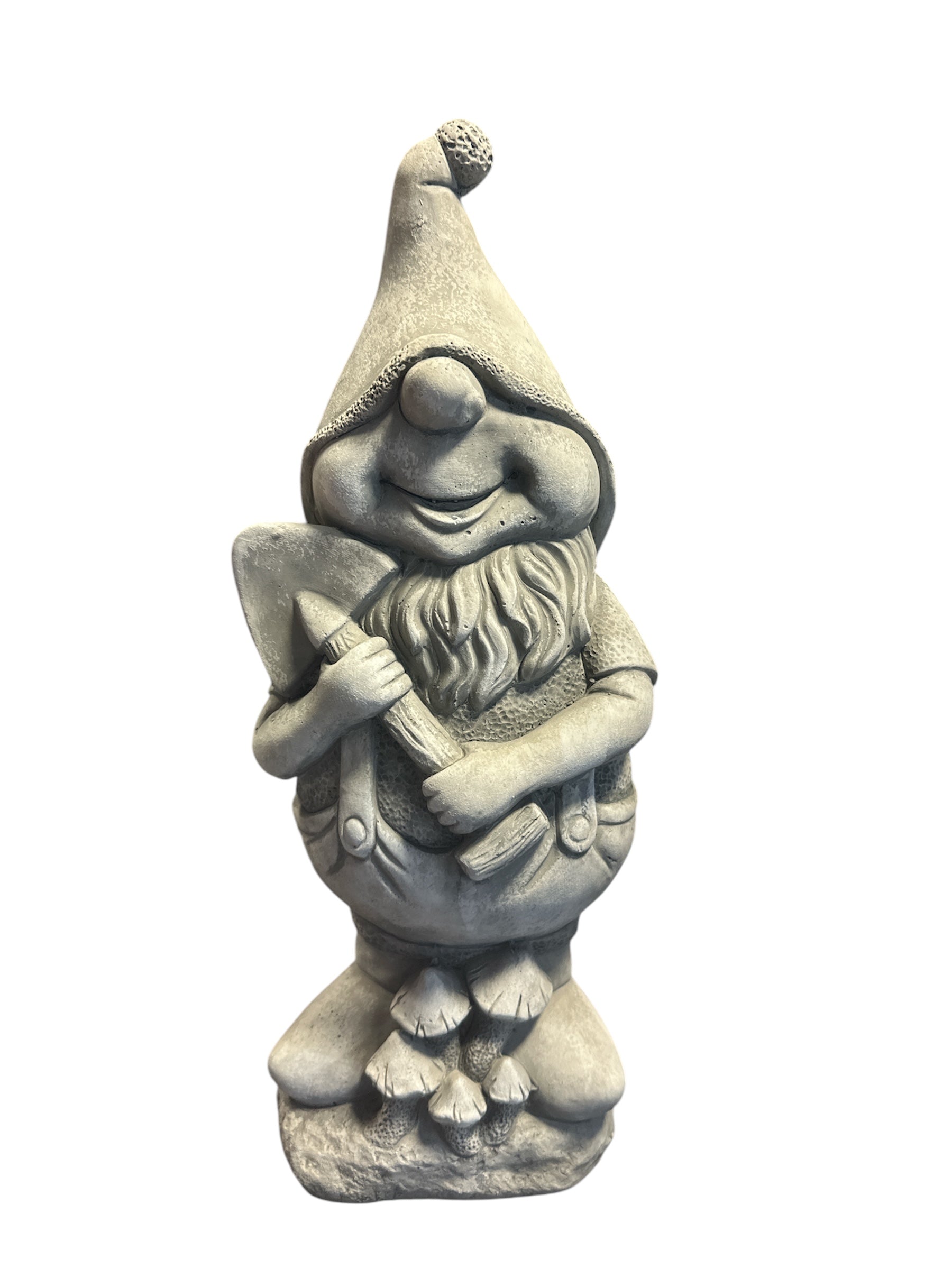 Gartenzwerg aus Beton 42,5cm Hoch, Mit Bart, Mütze Und Schaufel - Top