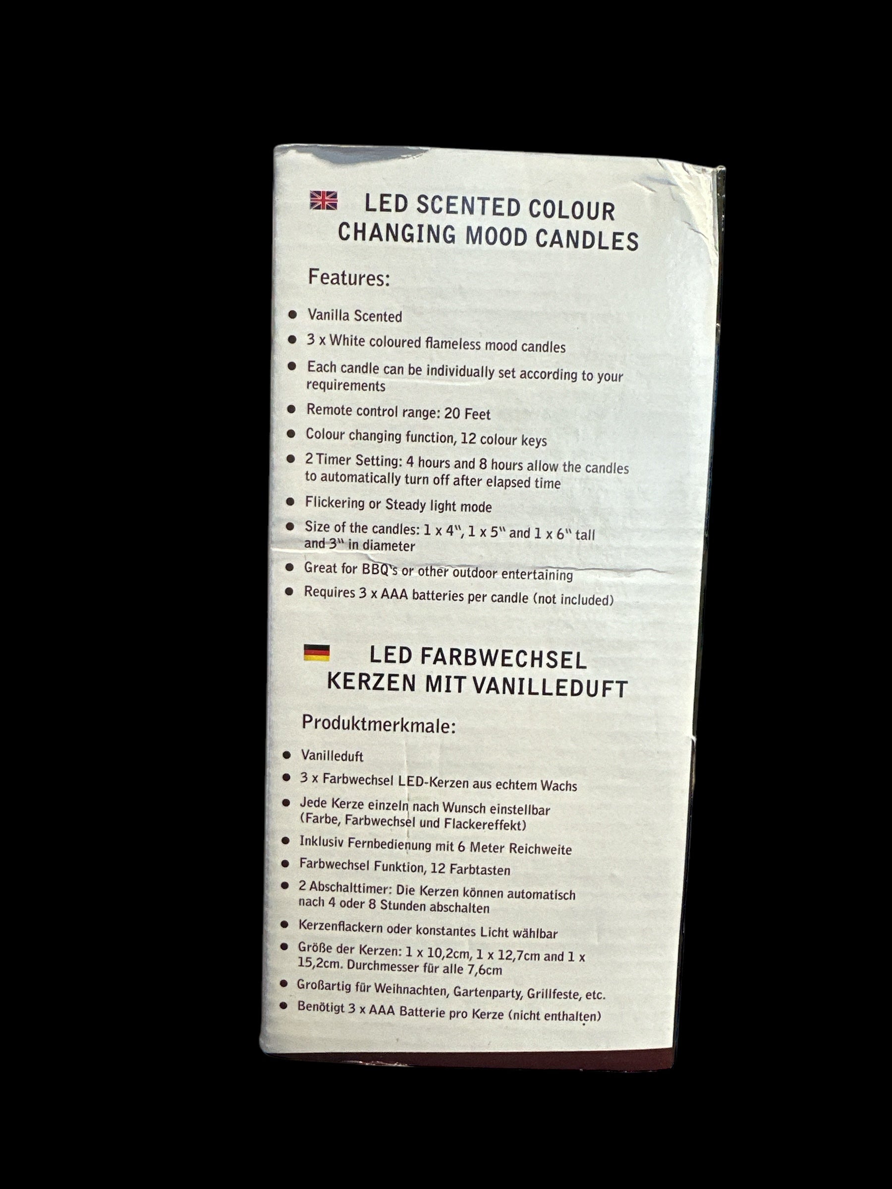 3 er Set LED Kerzen mit Fernbedienung Farbwechsel Timer Echtwachs Vanille Duft