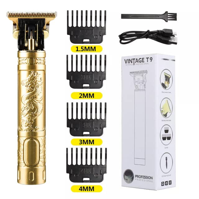 Vintage T9 Professional Haarschneidemaschine Profi Barttrimmer Herren, Barber Rasierer Herren Elektrisch Haarschneider, Bartschneider Trimmer, LED-Anzeige, Schnurloser Präzisions Konturen Haartrimmer für Friseure