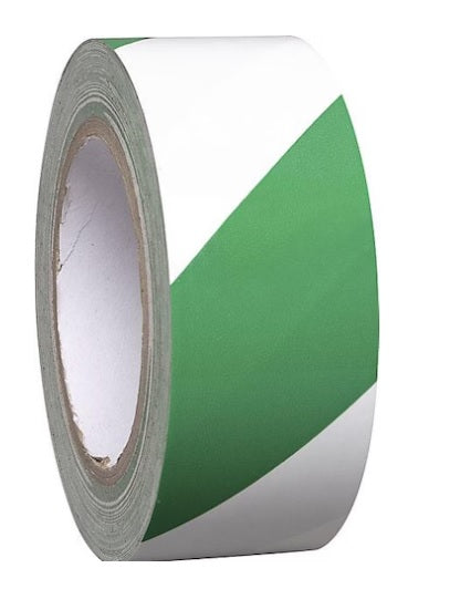 Kaiserkraft Bodenmarkierungsband aus Vinyl, zweifarbig (Grün / Weiß) 50 mm / 33m