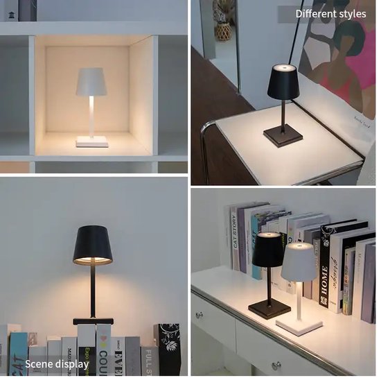 Tischlampe – Schreibtischlampe – Luxus – Schwarz – Touch – 3 Lichtmodi – Atmosphäre – Kabellos – 3 Modi – Dimmbar
