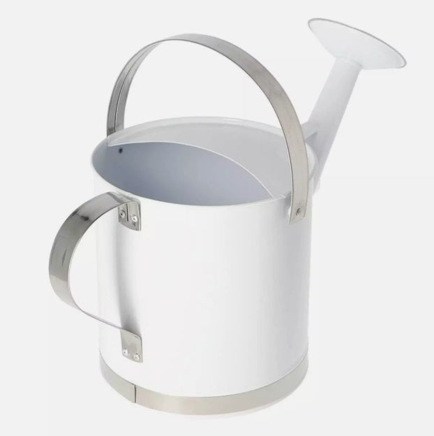 Gießkanne Weiß Silber 5 Liter 2 Haltegriffe Deko Garten Terrasse H. 25,5cm