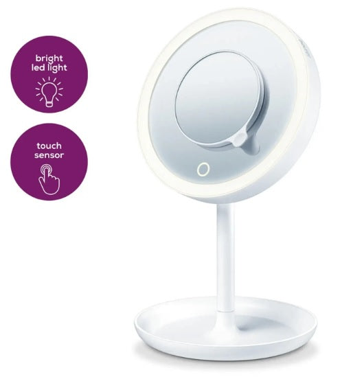 Sanitas SBS80 - LED beleuchteter Kosmetikspiegel 5-fach Vergrößerung - Standspiegel - Schminkspiegel