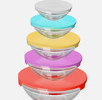 Cheffinger, 5-teiliger Lebensmittelbehälter aus Glas mit Plastikdeckeln., Transparent