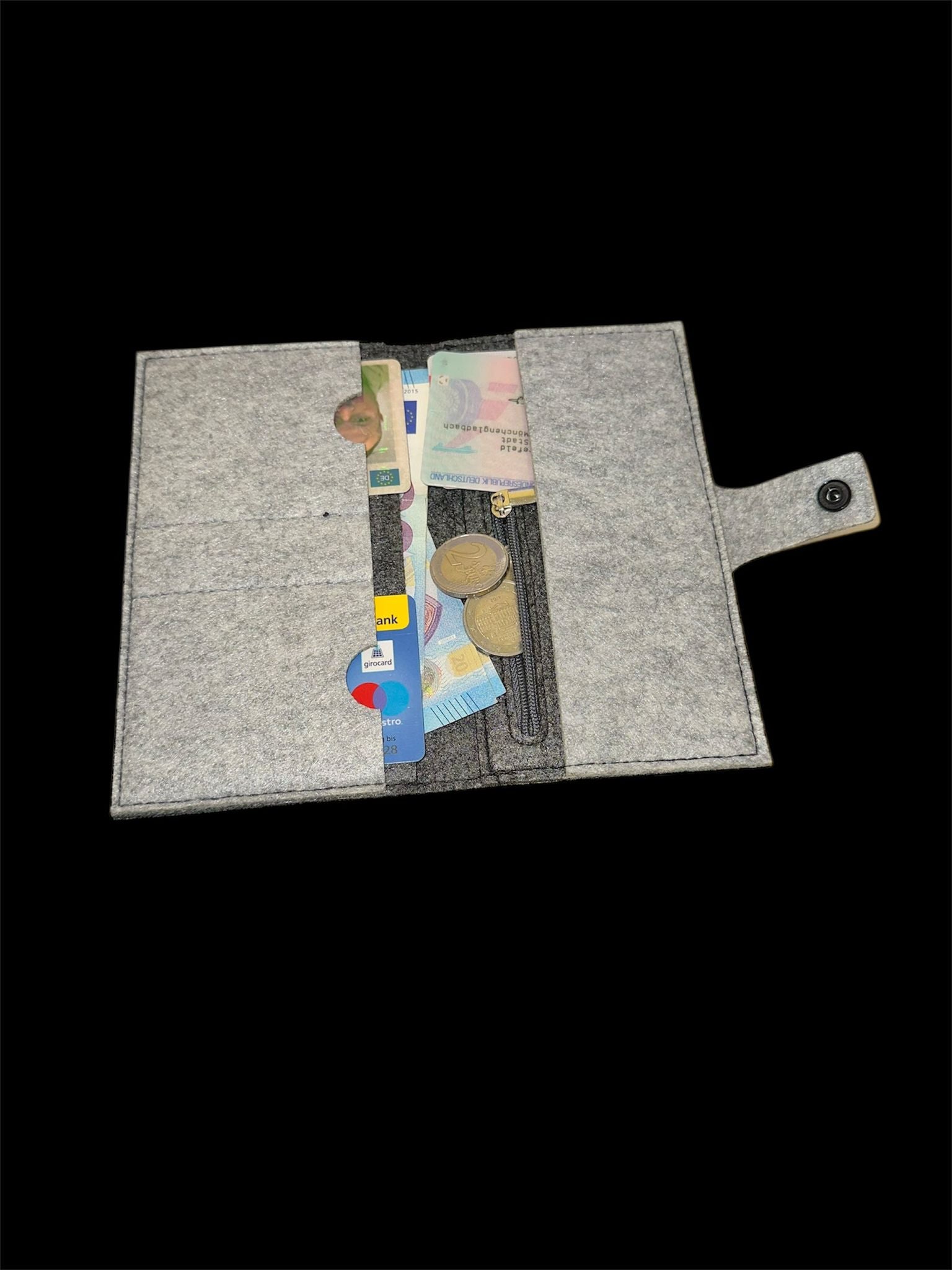 Portemonnaie Filz *  Brieftasche *  Merino Wollfilz * Kartenfächern, Scheinfach und Reißverschlussfach für Kleingeld * UVP 34,90€ *