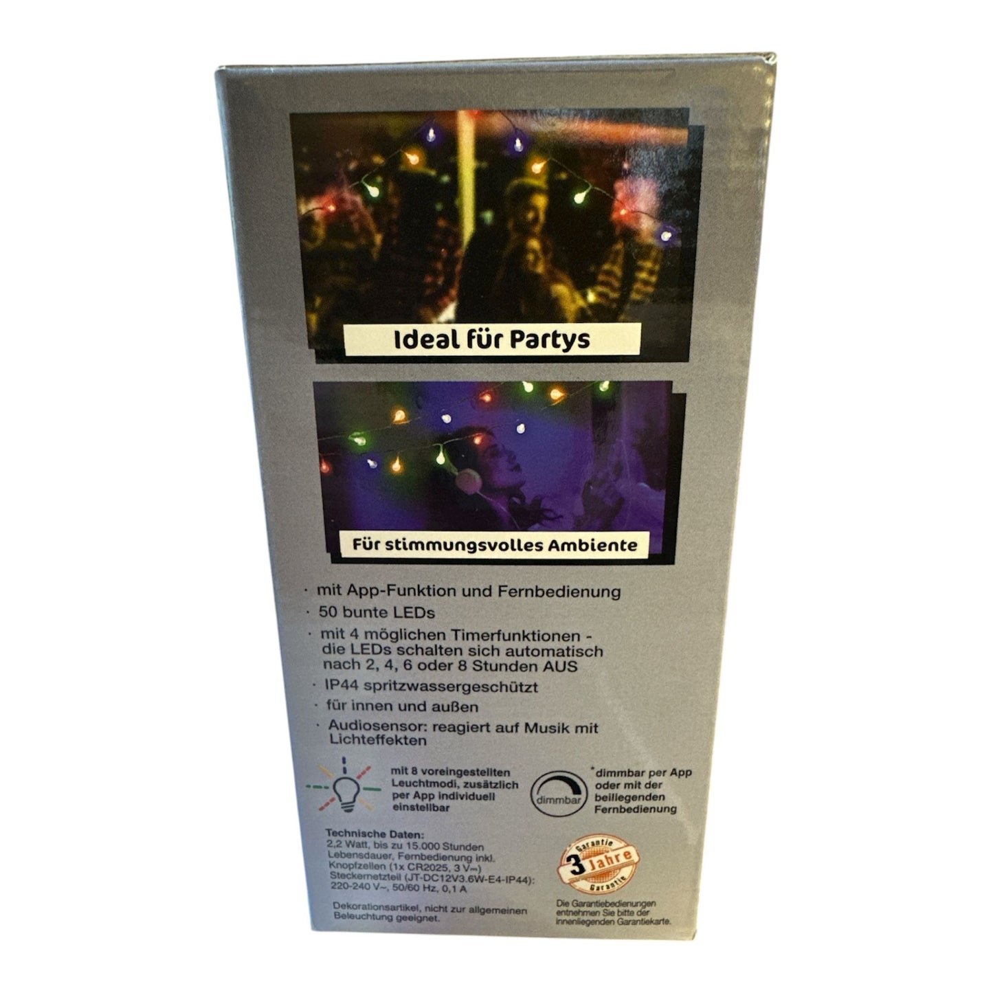 Smarte LED-Lichterkette, WIFI Lichterkette, App-Funktion, Ferbedinung, 50 LEDs