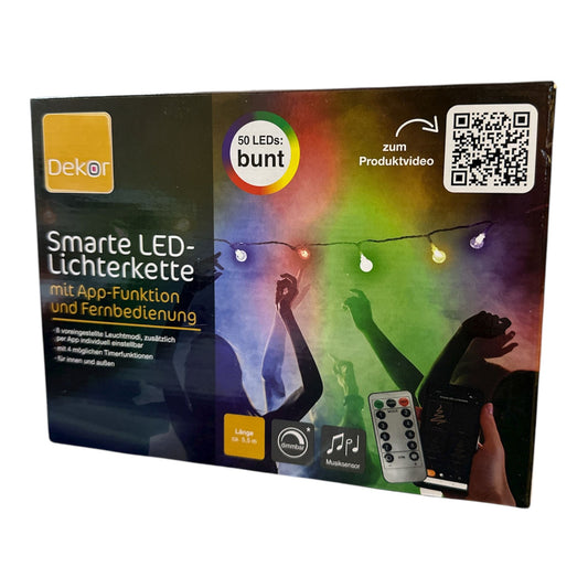 Smarte LED-Lichterkette, WIFI Lichterkette, App-Funktion, Ferbedinung, 50 LEDs