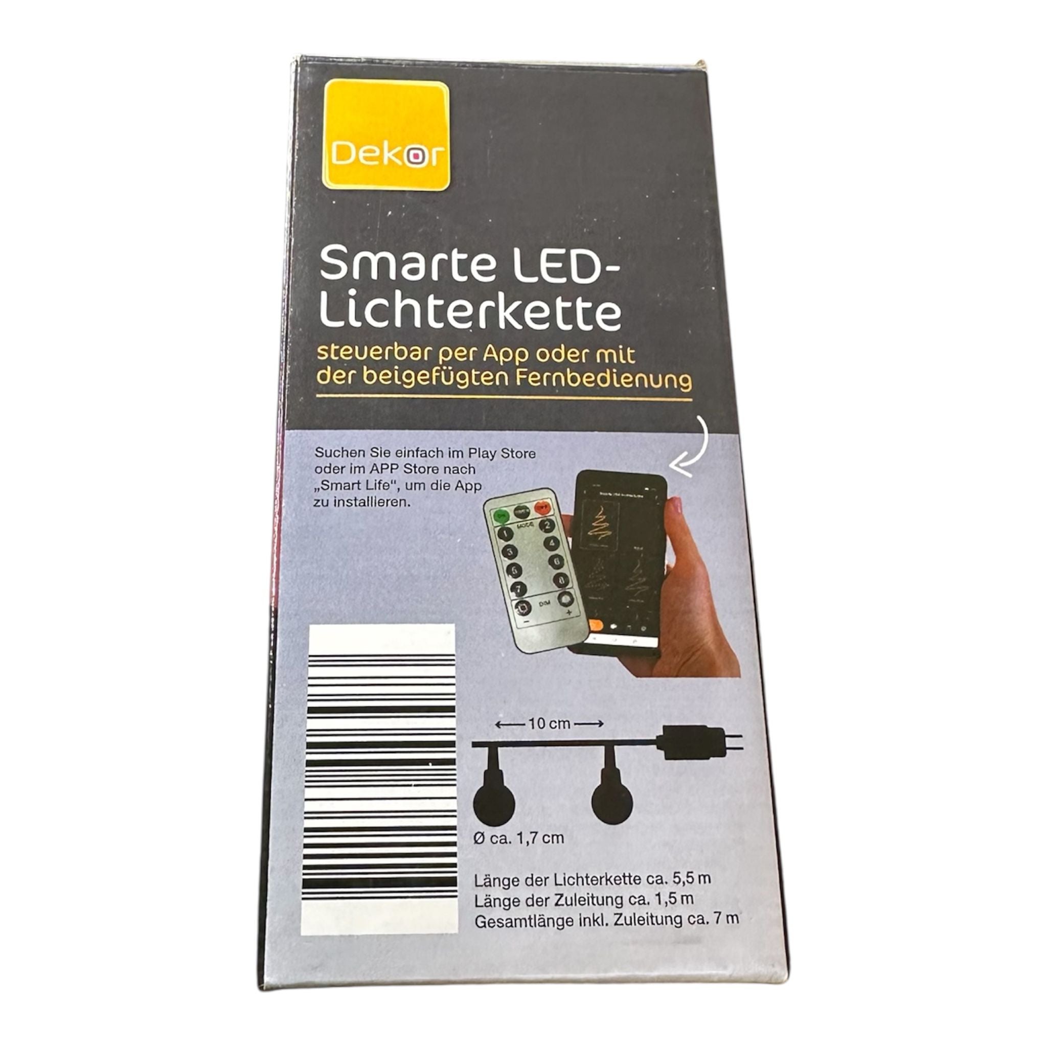 Smarte LED-Lichterkette, WIFI Lichterkette, App-Funktion, Ferbedinung, 50 LEDs