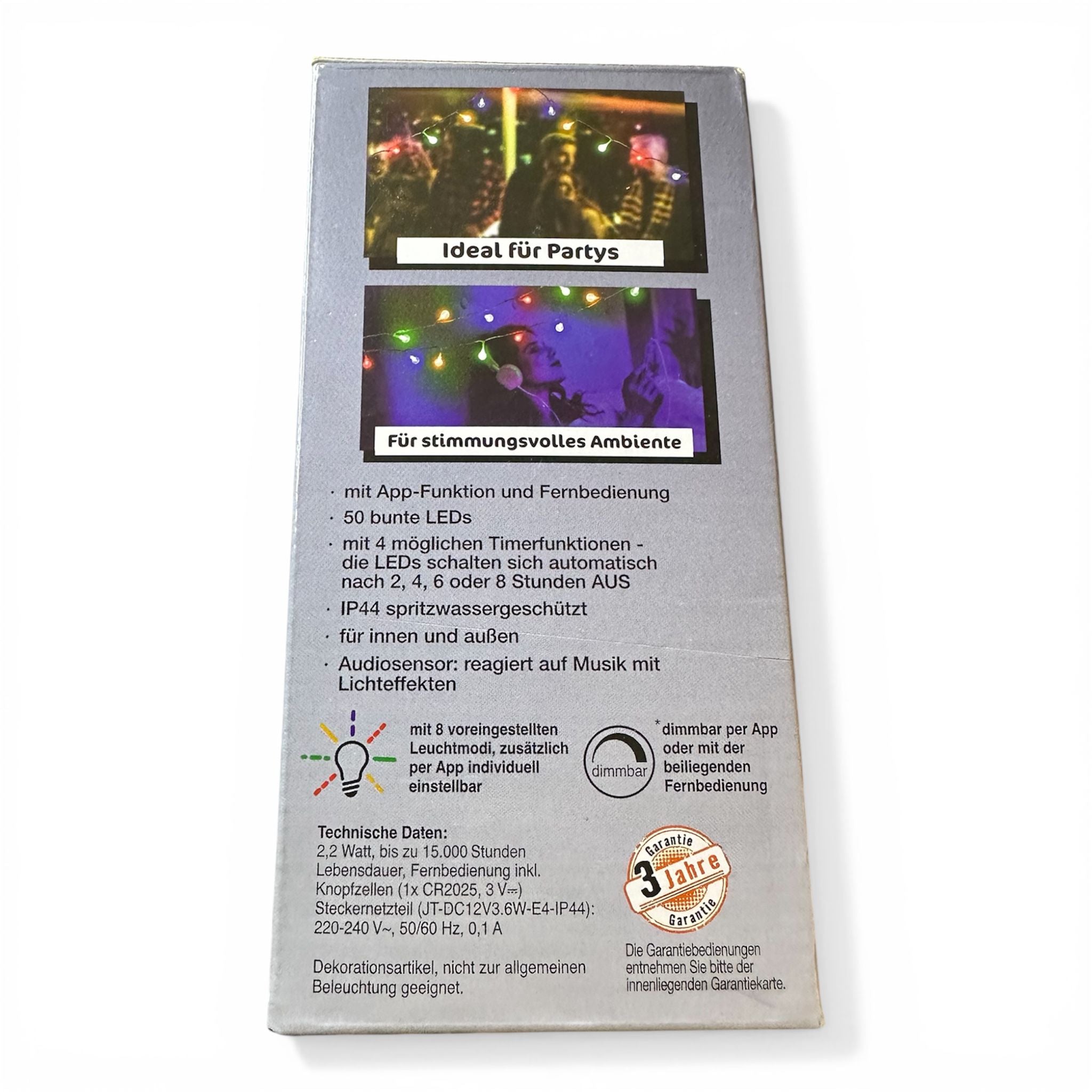 Smarte LED-Lichterkette, WIFI Lichterkette, App-Funktion, Ferbedinung, 50 LEDs