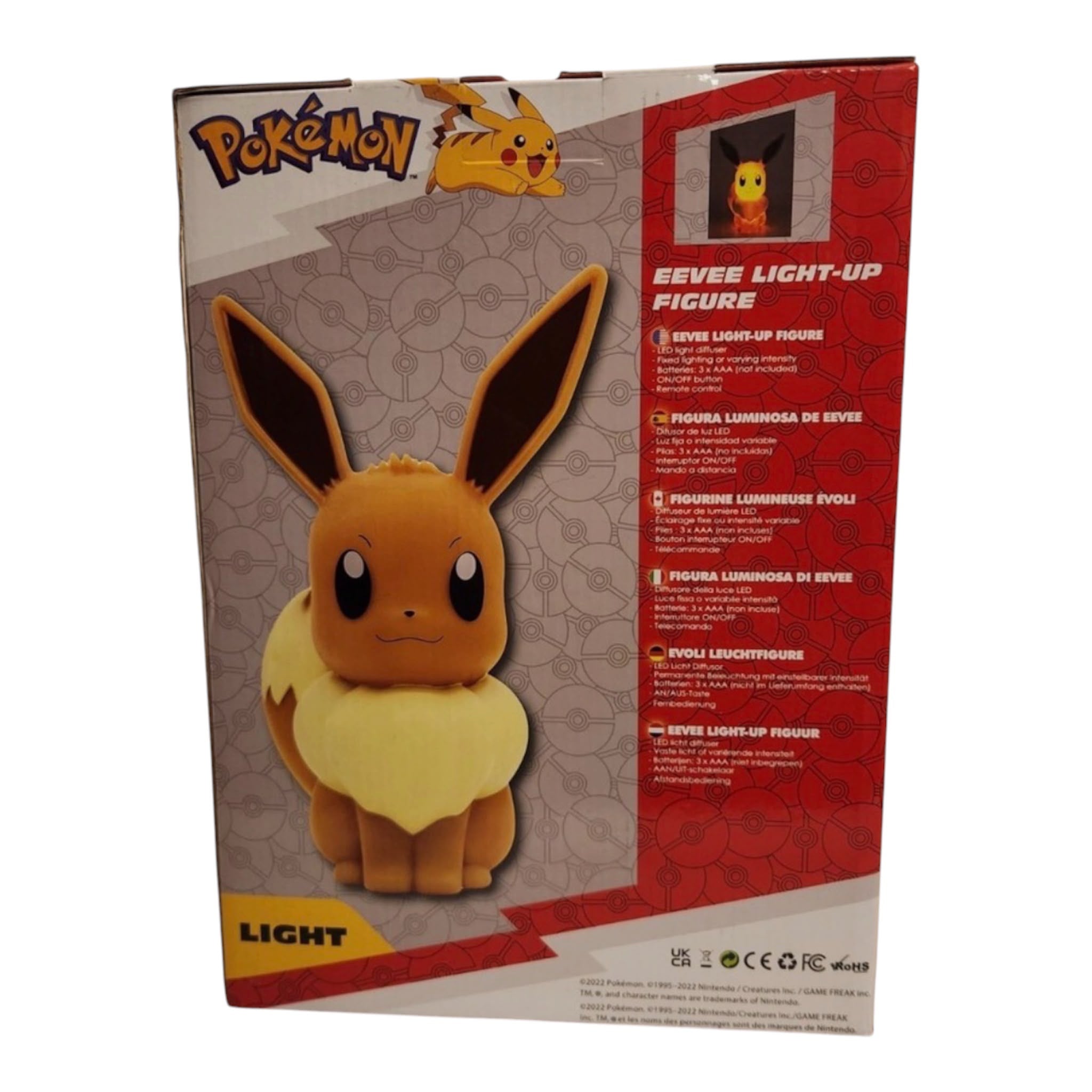 Pokémon Evoli Leuchtfigur mit Fernbedienung & Nachtlicht – 30 cm – Teknofun – Offiziell lizenziert