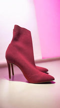 Damen Stretch-Stiefeletten – Rot – 10 cm Absatz – Größe 40
