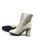 Mode von Heinen Damen Stiefeletten – Hellgrauer Samt mit 8 cm Blockabsatz | Gr. 37