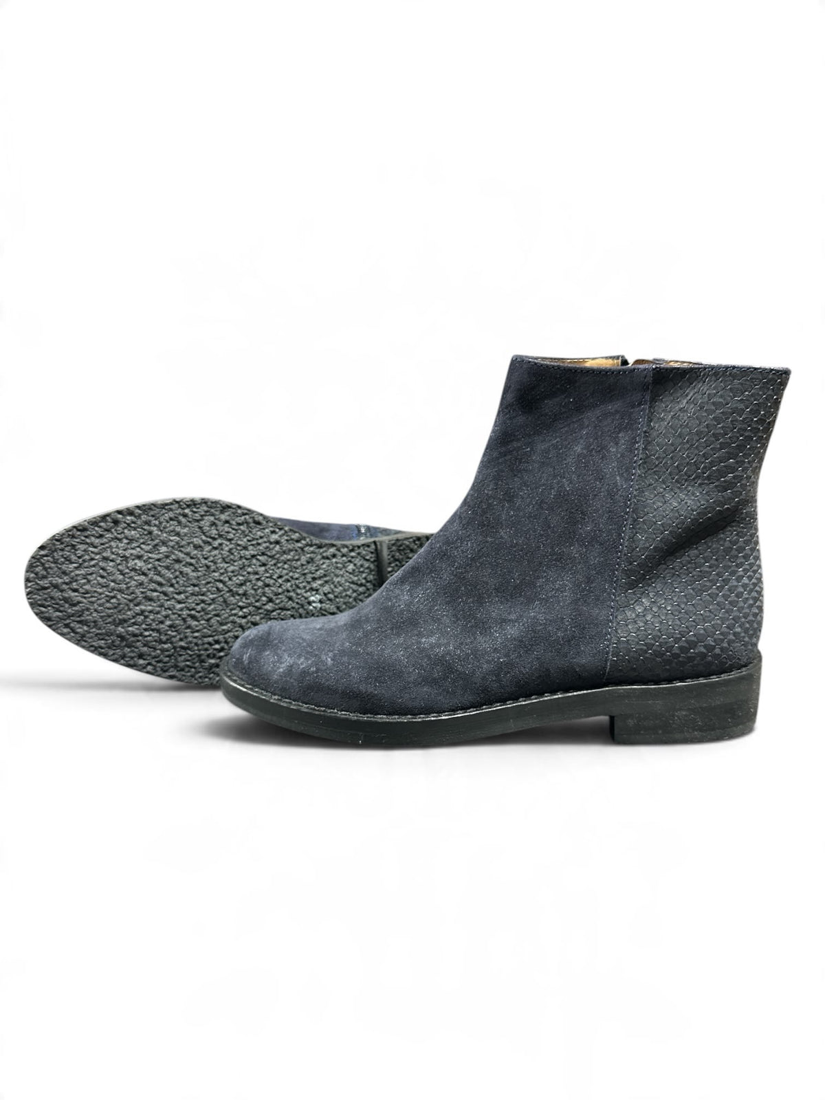 PEDRO ANTON Damen Stiefeletten Gr. 36 – Dunkelblau Wildleder | Reptil-Optik | Modell 10304