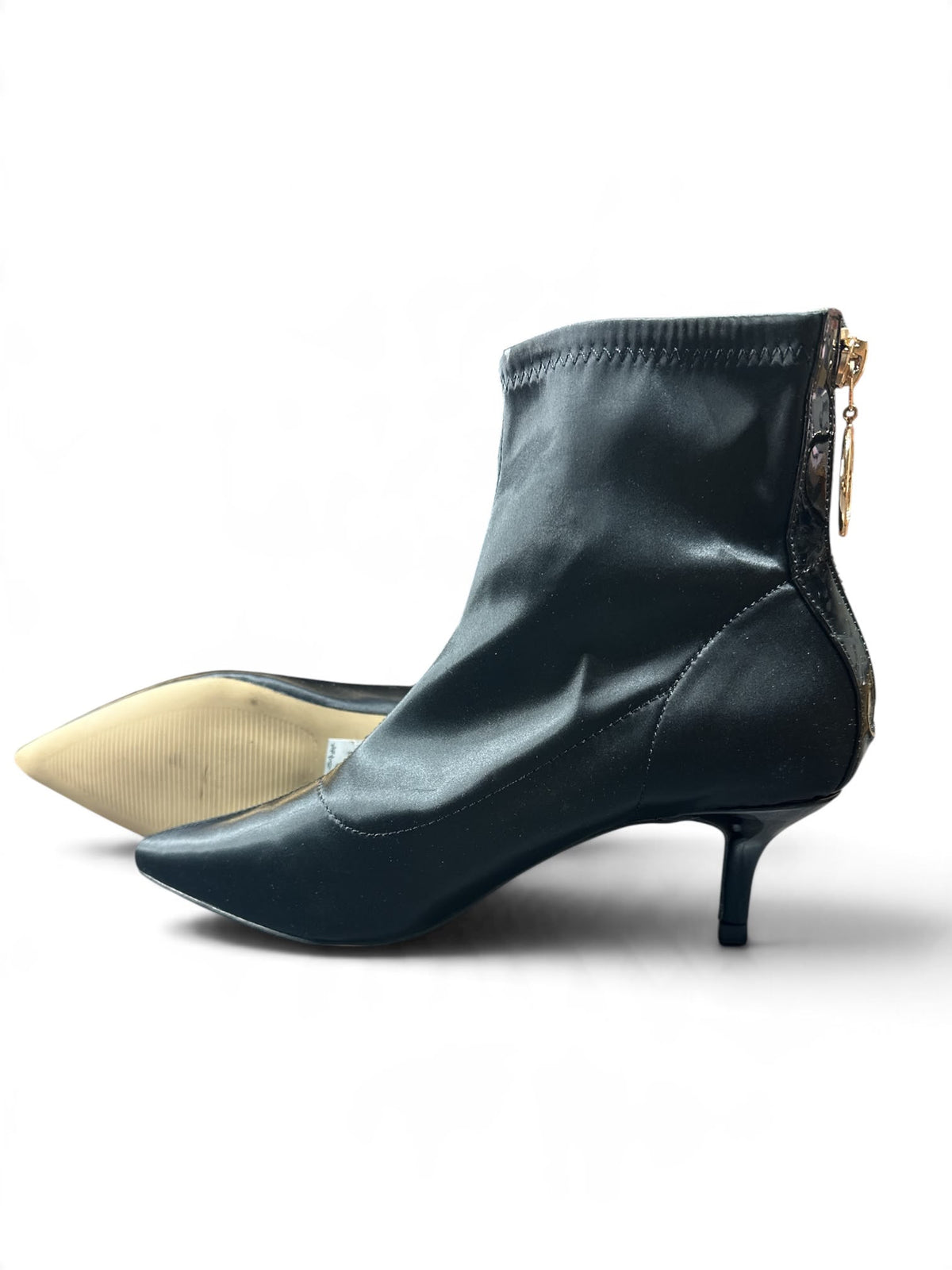 MISS SELFRIDGE Sock Boots Gr. 37 – Schwarz | Elegante Stiefeletten mit Kitten Heel & goldenem Reißverschluss