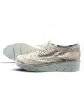 HEINE Damen Plateau-Schnürschuhe Gr. 37 – Beige | Brogue Derby Halbschuhe mit Lochmuster