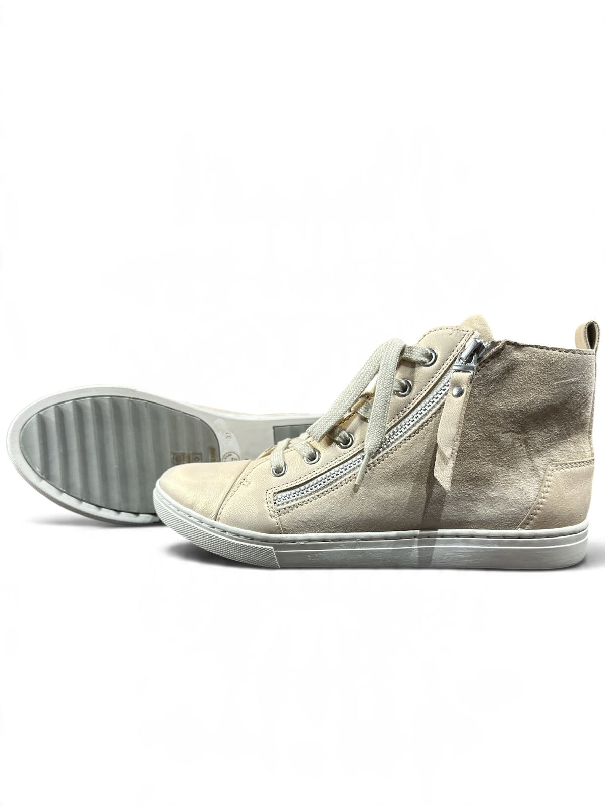 Pretty Nana Gymnic 700802 – Damen High-Top Sneaker Creme Beige | Samt-Optik