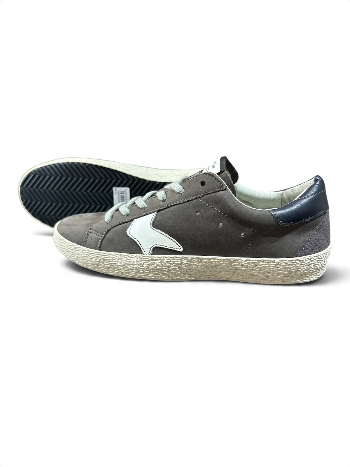 Bluehaven newblue Ledersneaker – Braun-Grau mit Stern | Größe 41