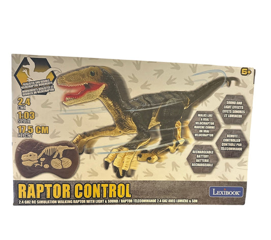 Lexibook, RC Raptor Control, Realistischer Ferngesteuerter Dinosaurier, Gelenkige Bewegungen, Brüllen, Lichteffekt, Wiederaufladbar, inkl. Fernbedienung für Fossilien, DINO01 (B-Ware Neu OVP / Karton kann leicht beschädigt sein)