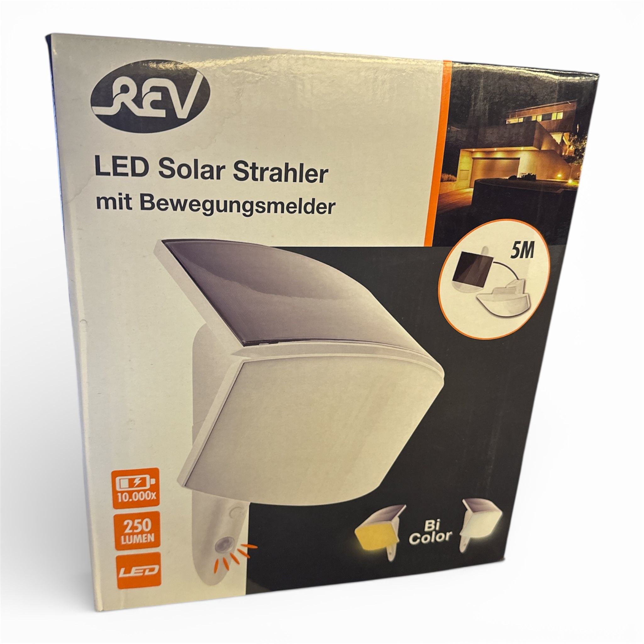 REV Mc SENSOR Solarlampe für außen, LED Strahler mit Bewegungsmelder, Aussenleuchte, 3W, 250lm, weiss