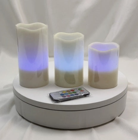 Echtwachskerzen 3er Set RGB/LED Kerzen mit Fernbedienung und Timer Funktion