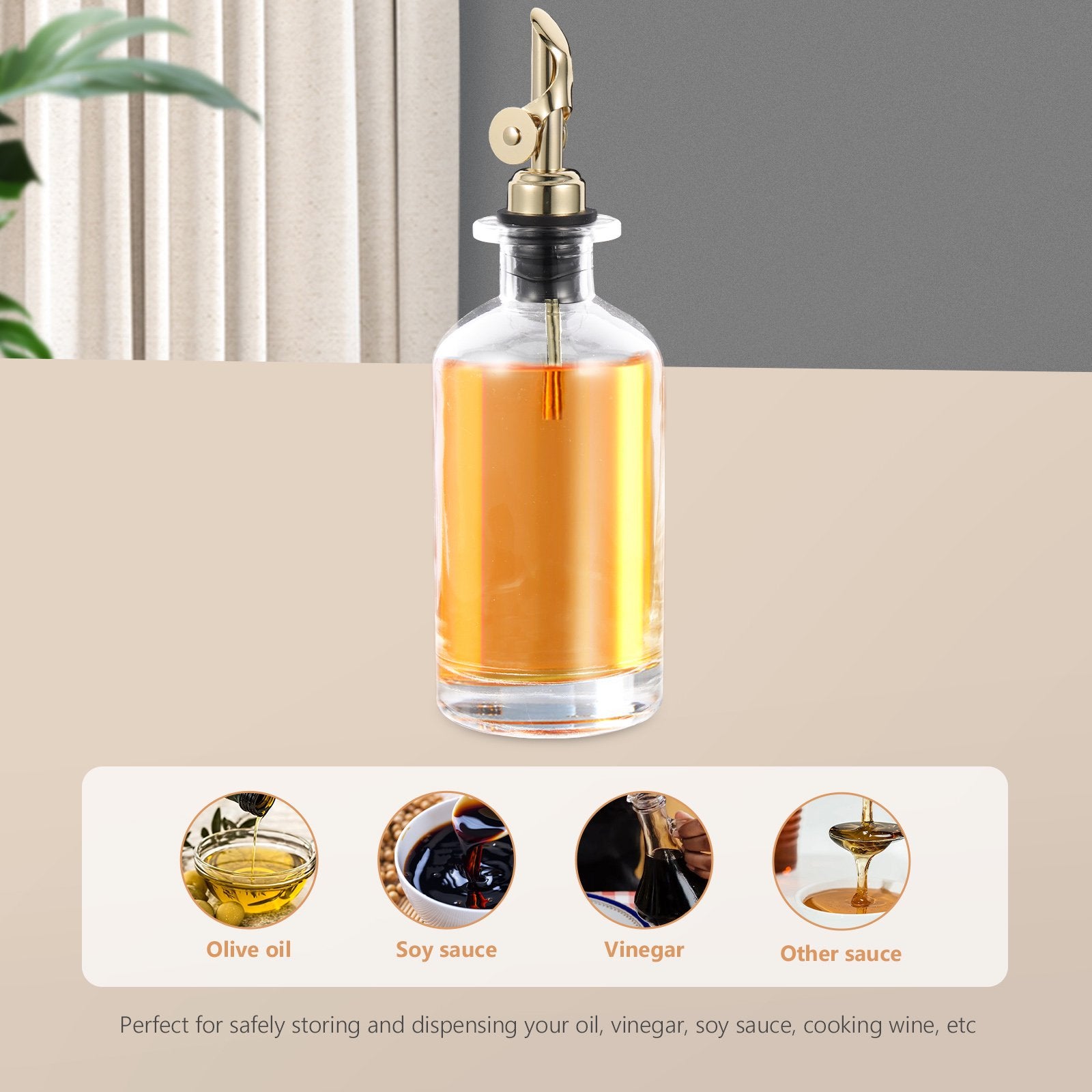 Öl- und Essigspender / Soja Spender  mit Metallausgießer für Küche oder Badezimmer als Mundwasser Spender geeignet